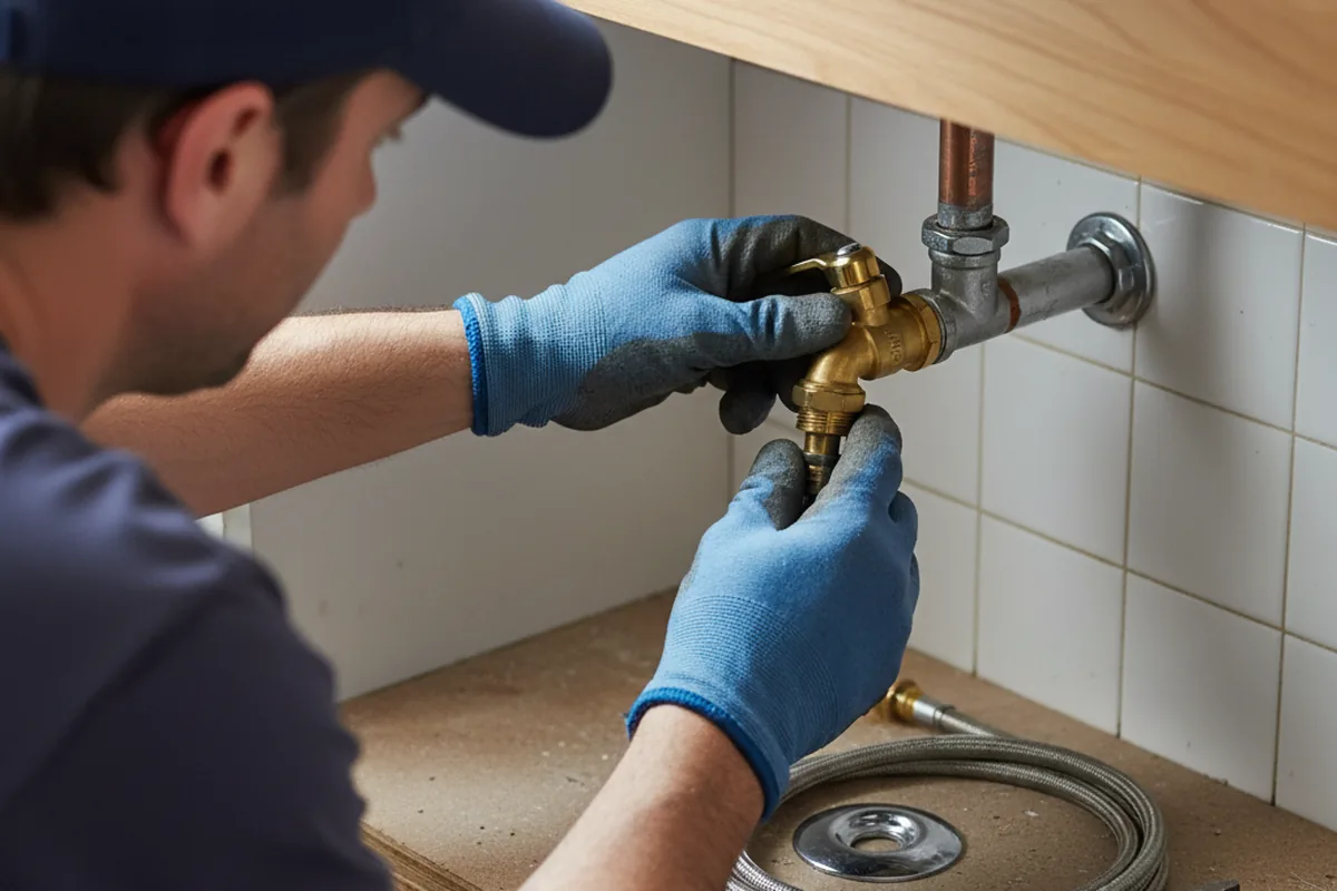 Shutoff valve and fitting work during Burst Pipe Repair in Roselle